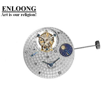 China Luxury ENLOONG Customized Real Flight Tourbillon Movement With Power Reserve Winding ELT0093 Manual OEM Logo Tourbillon Watch Movement for sale