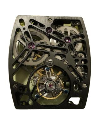 China Real ENLOONG Luxury Skeleton Tonneau Tourbillon Movement With Manual Winding OEM LOGO ELT1843 Black Tourbillon Watch Movement for sale