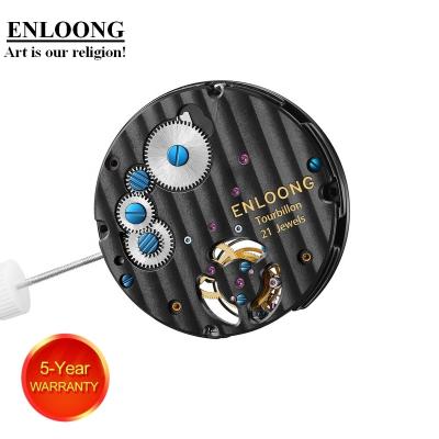 China Non-Specific Luxury Real Tourbillon Movement MADE 2019 by ENLOONG with Manual Winding Black Customize OEM LOGO ELT-AM10 Tourbillon Movement for sale