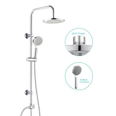China With Complete Sliding Bar Rainfall Stainless Steel Wall Mounted Bath Shower Set Chromed for sale