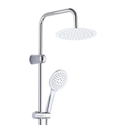 China White Showering Slide Bar Stainless Steel Rain Shower Set With Ultra-thin Shower Heads for sale