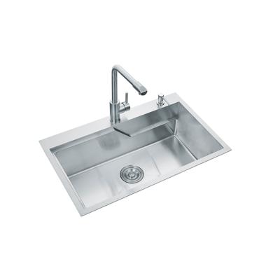China Without Faucet Multifunctional Single Bowl Rectangle R12 Nanometer Stainless Steel Polish Kitchen Sink for sale