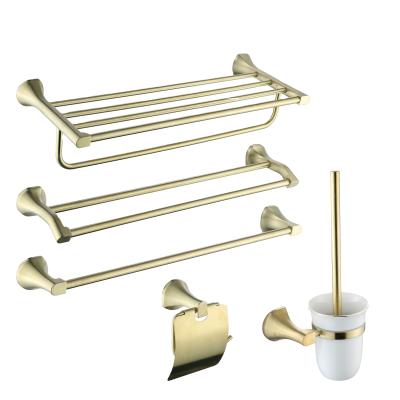 China Sustainable High Quality Wall Mounted Gold Zinc Towel Hardware Bathroom Decor Set for sale