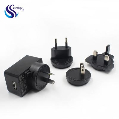China Universal 15w Us Uk Eu Au Power Plug Interchangeable Plugs 5v 0.5a 1a 1.5a 2a 2.4a 2.5a Usb Power Charger for sale