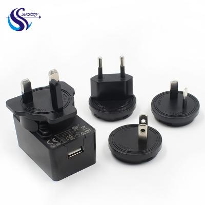 China Universal CE GS UL FCC RoHS US EU UK AU plug 18W 5V 1a 1.5a 2A 3a 3000mA interchangeable plug Usb charger for sale