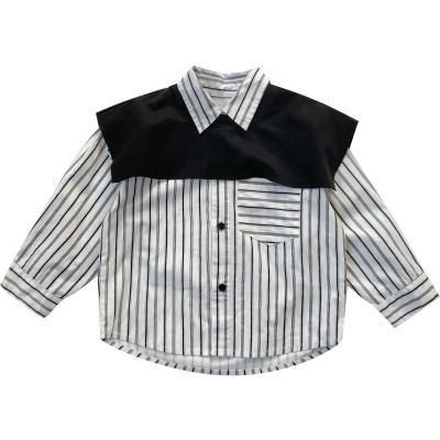 China 2022 new next baby boy shirts fashion fabric anti-shrink long sleeve soft shirts one casual striped left chest pocket for boy for sale