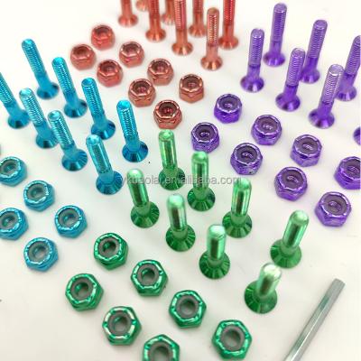 China 1inch 1.1inch 1.2inch 1.25inch or phillips skateboard hardware adult colorful bolts and nuts for sale