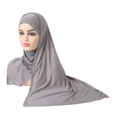 China Muslim Headscarf Cross-border ice silk hot diamond scarf Baotou hat Arabian scarf hat Malay scarf H092 for sale