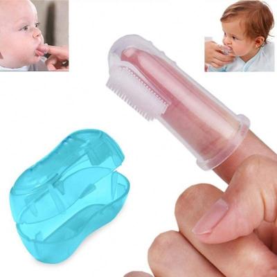 China Reusable Baby Finger Toothbrush With Box Silicon Toothbrush Kids Cleaning Teeth Clear Soft Silicone Infant Toothbrush R0730-1 for sale