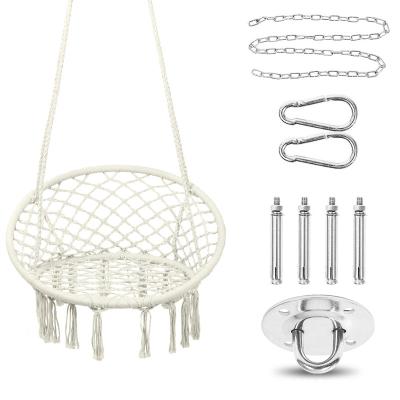 China Macrame Bohemian Outdoor Hammock Bilink Chair Cotton Rope Swing Chair Hanging Adult Hammock Chair for sale