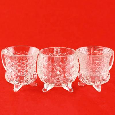 China Gift & Craft Food Grade Embossed Ladder Reusable Coffee Glass Mug With Handle for sale