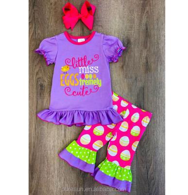China Casual/Comfortable Kids Clothing 2018 Eggs Print Easter Holiday Children Wear Boutique Outfits for sale