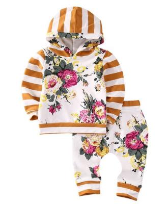 China Wholesale Casual/Comfortable Baby Girls Girls Sweater Sets Floral Hoody Kids Fall Winter Boutique Outfits for sale