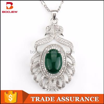 China Indian Design 925 Sterling Silver Couple Peacock Pendant Jewelry Artificial Silver Diamond Necklace for sale