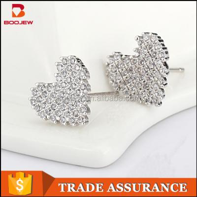 China New Pattern Silver Luxury Fashion Handmade Zircon Heart Shaped Earring For Women for sale