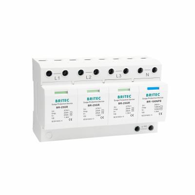 China BR-25GR 3+1 AC Type 1 lightning surge arrestor Electrical Surge Protection device spd t1 for sale