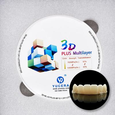 China 1100MPA Zirconia Ceramic Block Porcelain Meterials Multilayer Zirconia Disk for sale