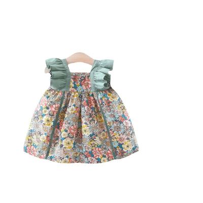 China Anti-wrinkle Summer Toddler Girl Clothes Set Baby Beach Dresses Newborn Princess Cute Sleeveless Plaid Cotton Bow Dress+Sunhat for sale