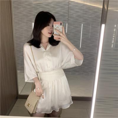 China ASM ANNA Summer Korea Modern Design Women Clothing Breathable Soft Wear Half Sleeves T-shirt Type Dress for sale