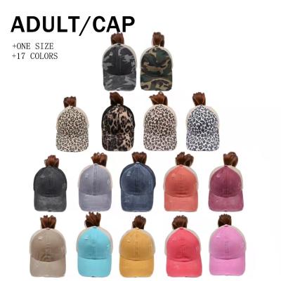China European and American new ponytail R055 COMMON cross hole hat women's baseball outdoor sports use border sun hat for sale