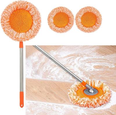 China Sustainable Microfiber Wipers For Floor Cleaning Dust Mop With Height Adjustable Handle 360 Spinning Rotating Broom for sale