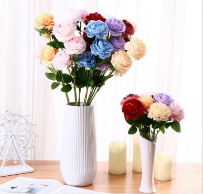 China Hotsale Silk Cheap Wedding Arrangement Flowers Single Stem Silk Rose Artificial Peony Rose From Europe for sale