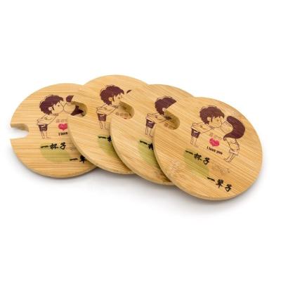 China Natural Color Decorative Bamboo Lids Wooden Mug Cover Glass Jar Drink Cup Lid for sale