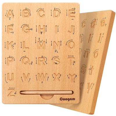 China Wooden Letters Practicing Board Double-Sided Alphabet Tracing Tool Learning to Write ABC Educational Toy for sale