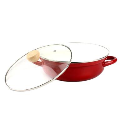 China Sustainable Factory Price 24cm Enamel frying stewpot for household Body Metal Customized for sale