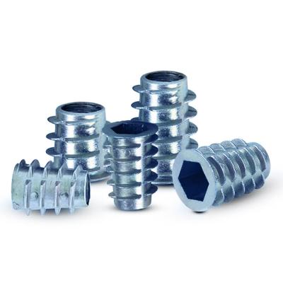 China Heavy industry carbon steel galvanized m4 m5 m6 m8 furniture hex socket stainless steel thread insert zinc alloy tap nut for wood for sale