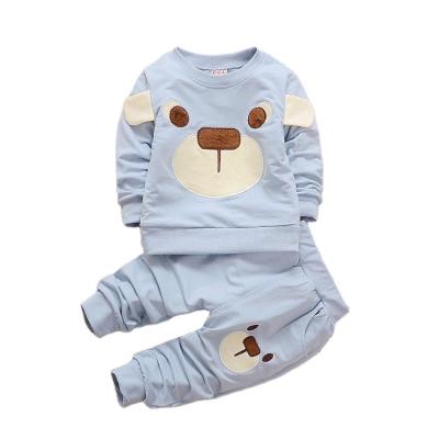 China Sale Casual Hot Spring Long Sleeve Toddler Kids Clothing Set Boys Fashion 0-3 Years Cartoon Ear Bear Two Piece Suit for sale