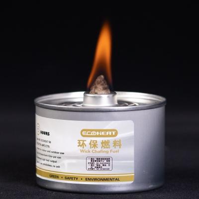 China 6hrs 7oz Chafing Fuel Can Plastic Cap Handy Wick Sterno 170F Buffet Dish Heater for sale