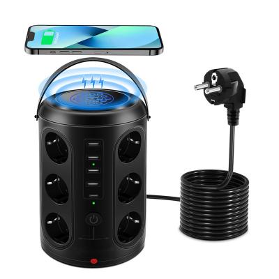 China Anti-Fire PC/ABS EUROPE plus Surge Protector with 16 AC Outlet and 4 USB Ports 1 type Extension Cord, wirelss Charging Power Strip Tower for sale