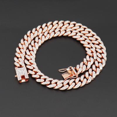China Luxury Mens and Womens CLASSIC Hip Hop Iced Out Cuban Link Chain Necklace for sale