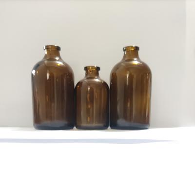China Wholesale 20ml 30ml 50ml 100m Amber Medicine Glass Pharmaceutical Bottle Moulded Injection Vials For Antibiotics for sale