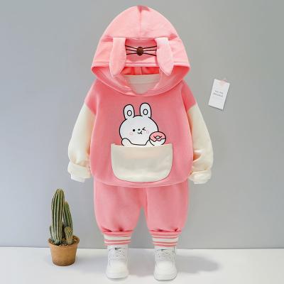 China Korean Style 2021 Casual Spring New Arrival Korean Style Hoodie Two Pieces Casual Cartoon Pants Stitching Loungewear 892 for sale