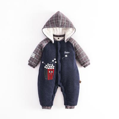 China Custom Logo Winter Durable Warm Long Sleeve Soft Cotton Thick Romper For Girl for sale