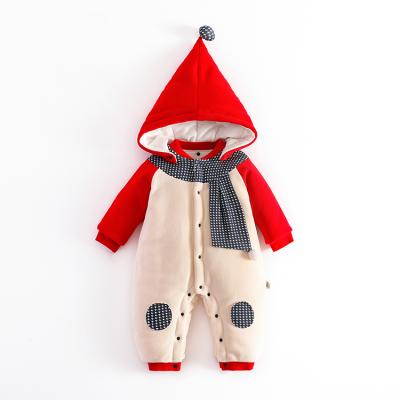 China High Quality Soft Cozy Winter Keep Warm Cotton Hoodie Girl Baby Red Romper With Hood for sale
