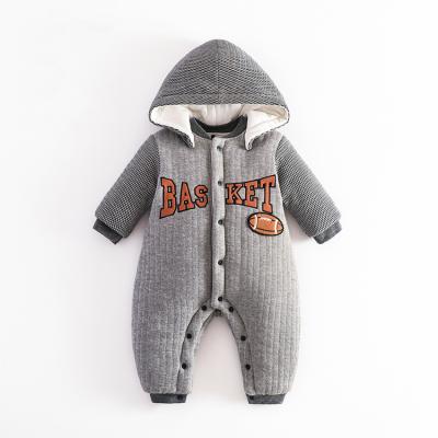 China Soft Cozy Newborn Baby Boy Long Sleeve Romper Button Overalls Jumpsuit One Piece Ribbed Outfit Winter Clothes for sale