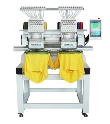 China Flat Printing Shops PromoTex High Speed Two Heads Automated Embroidery Machine Factory In China for sale