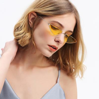 China 2021 Fashion Sunglasses Uv400 Eye Protection Metal Frame AC Lens Cat Eye Sunglasses for sale