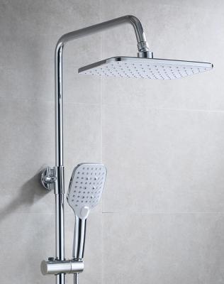 China With Sliding Bar KAIJ Rain Shower Set Bath Faucet Head Mixer 304 Stainless Steel Luxury Satin Color Wall Mounted Hot Cold Shower for sale