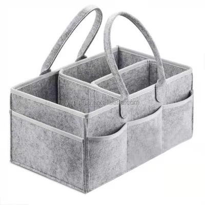 China Large Collapsible Baby Basket Diaper Cart Organizer Felt Tote Handle Bag Holder Nursery Bag Storage Portable Diaper Material Eco-Friendly Trash Bin for sale