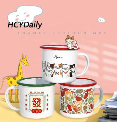 China Saling Custom Logo 5.5oz/160ml 12oz/350ml Sublimation Simons Cat Cup Mug Rupaul Metal Viable Enamel Hot Steel Cup With Handle for sale