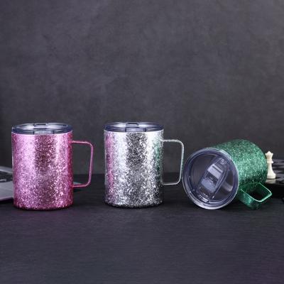 China Durable 12oz Stainless Steel Travel Tumbler Coffee Mug Wine Cup Left Side High Quality Coffee Mug With Handle for sale