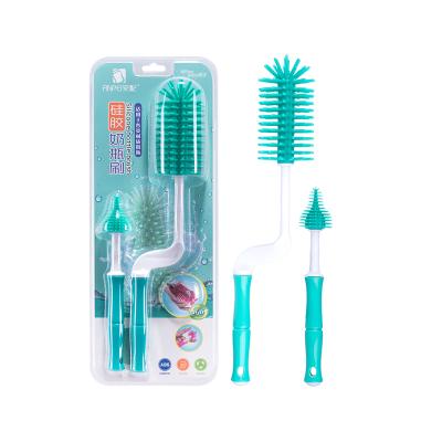 China Factory viable wholesale bpa free silicone 360 degree rotating baby bottle cleaning brush for sale