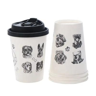 China Disposable Double paper cups 12 oz hot double wall coffee cup kraft bubble tea paper cups for sale