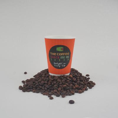 China Disposable High quality 12oz paper cups hot ripple coffee paper cups sleeve for sale