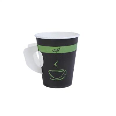 China Disposable Customized design hot coffee paper cup 7oz disposable paper cups with handle and lids for sale