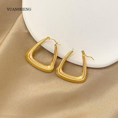China Luxury Rectangle Aretes Earrings 18k Korean Gold Filled Hawaiian Jewelry Circle Earrings Women for sale